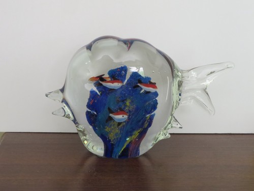 Großer Murano-Stil Kunst Glas Fisch Skulptur Riff Szene Briefbeschwerer-sehr guter Zustand - Bild 5 von 6