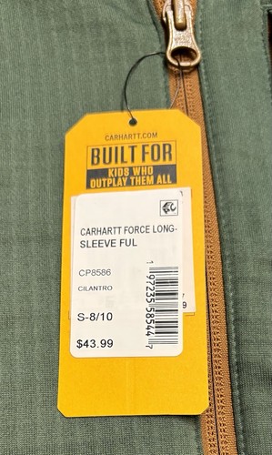 Carhartt Force Boys Green L/S Full Zip Hoodie Size S(8-10) Brand New‼️ - Picture 5 of 9