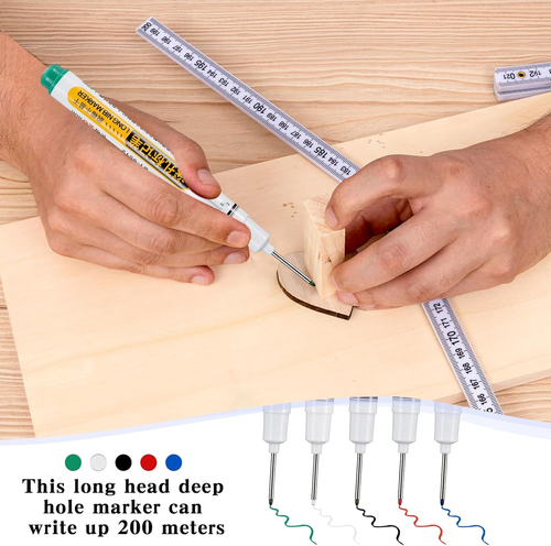 Long Head Deep Hole Marker, Permanent Markers Carpenter Ink Marker Pens 20Mm Lon - Picture 5 of 7