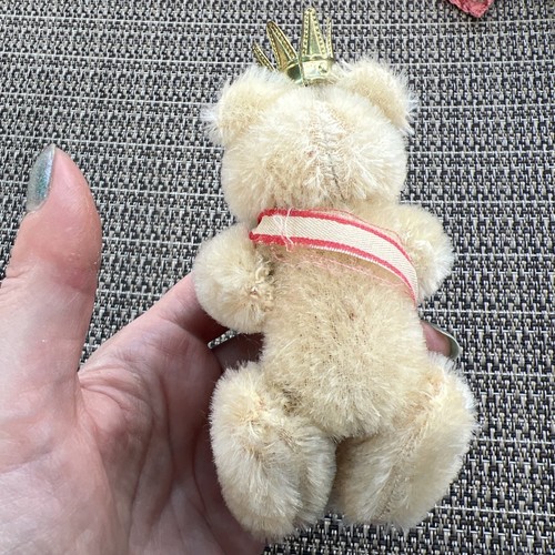 Vintage Miniatur Berlin 1. Teddybär, Körper mit Gelenkgliedern Krone Schärpe - Bild 7 von 12