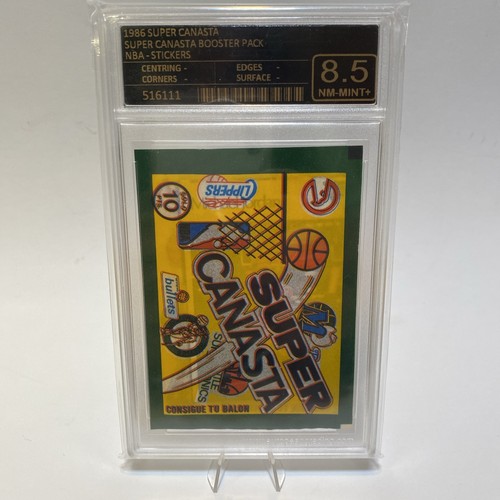 1986 Super Canasta Spanish Sticker Pack Michael Jordan On Top Graded Slabbed 8.5