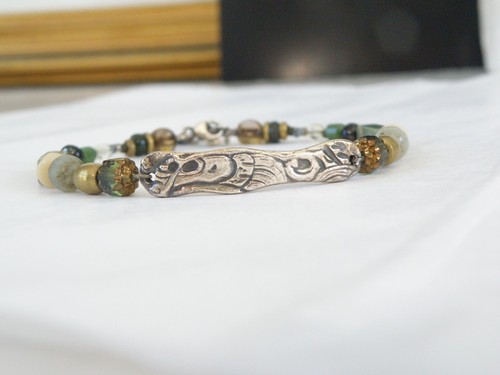 Vintage 999 Fine Sterling Silver Artisan Signed KVK Rustic Bracelet 8" - Picture 19 of 21