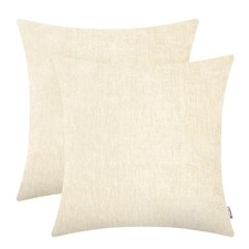 Throw Pillow Covers 18x18 Inches - Chenille Pillow 18" x 18" Pack of 2 Cream