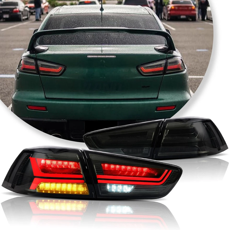 VLAND Pair Full LED Smoked Tail Lights For 2008-2017 Mitsubishi Lance w/start-up Foto 3 de 4