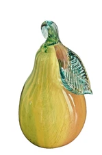 Murano of Italy Style Heavyweight Glass Pear / Display on table / Hang from Loop