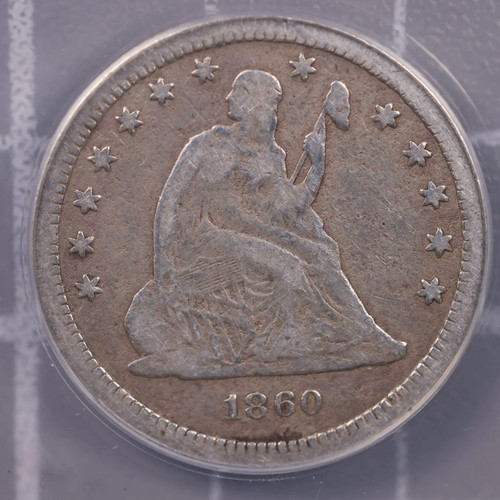 1860-S Seated Liberty Quarter., ANACS VG-08 Details., Store #0879 - Picture 1 of 3