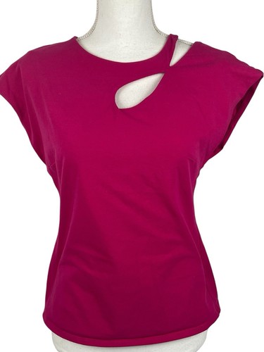 INC International Woman Size PM Pink Cut detail on Shoulder Cap Sleeve Top - Picture 13 of 24