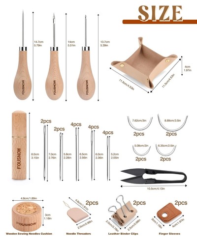 Leather Sewing Kit, Leather Working Tools with Awl, Waxed Thread, Upholstery ... - Picture 2 of 7