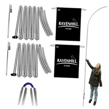 Feather Flag Pole Kit up to 13 FT with Rotating Ground Stake, 2-Pack Pole Set