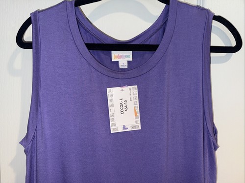WOMENS TANK TOP TUNIC SHIRT LULAROE COCOA SPANDEX-PURPLE SIZE LARGE Oversize NWT - Picture 2 of 4