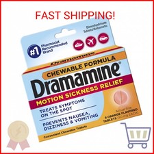 Dramamine Chewable Formula Motion Sickness Relief, 8 Orange Flavored Tablets Eac