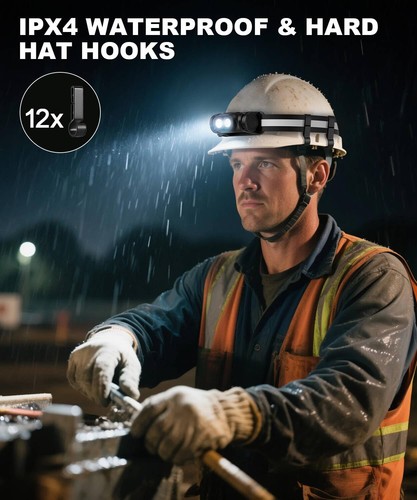 Faro Recargable 3PCS, 1500 Lúmenes Lámpara de Cabeza Brillante Led con Sensores de Movimiento... - Imagen 7 de 8