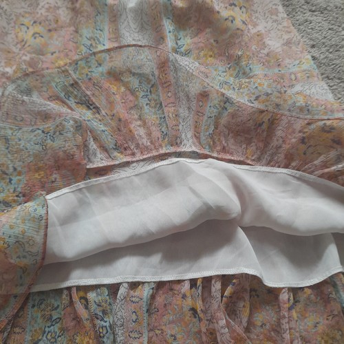 Laura Ashley Dress 12 Prairie Pink Ditsy Floral Sheer Lined Strapy Midi Boho - Picture 7 of 12