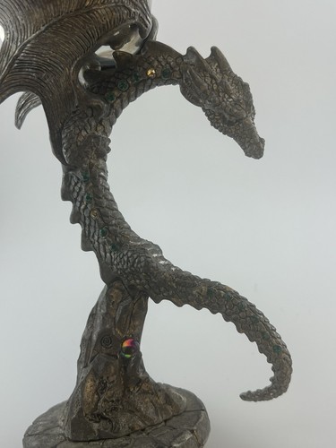 1994 Fellowship Foundry Pewter Dragon Goblet Signed With Stones & Crystal Balls - Picture 7 of 14