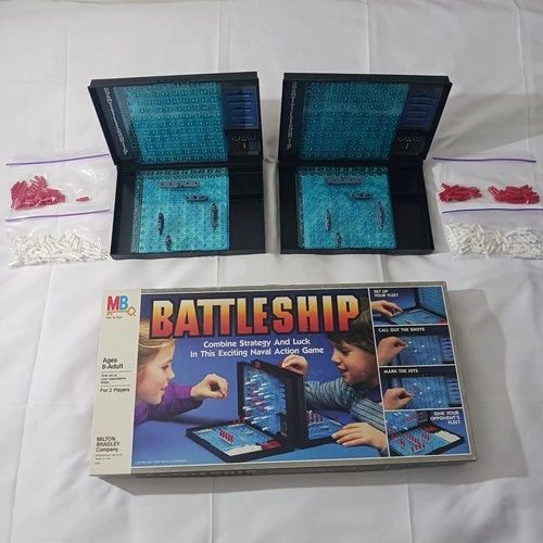 Milton Bradley Battleship Board Game 1984 Vintage Set w/ Box Missing 2 Red Pegs