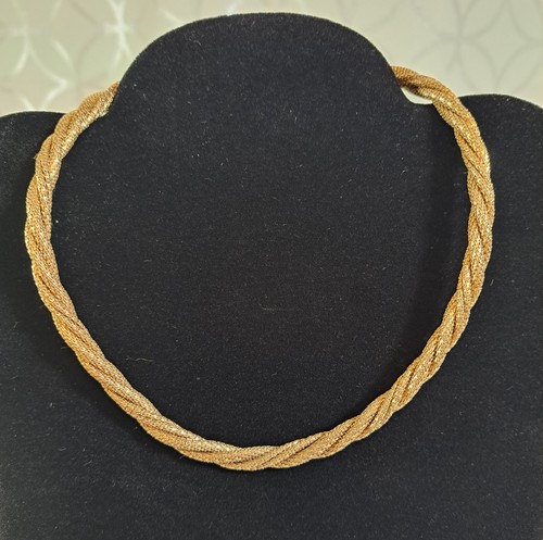 Vintage West Germany goldfarben geflochtenes Netz Halsband Halskette 16" verdrehtes Seil... - Bild 1 von 11