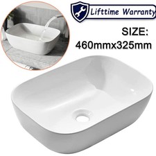 Countertop Basin Sink Ceramic Bathroom Vanity Wash Rectangle Modern 460x325mm UK