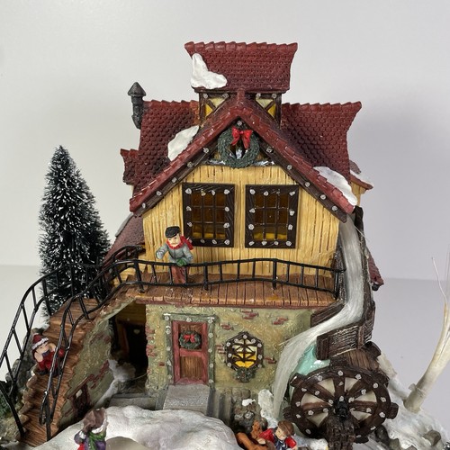 Christmas Village Fiber Optic Mill Scene Musical Pond Ice Skaters FOR PARTS. - Picture 6 of 24
