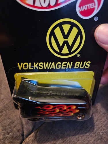 HOT WHEELS 1997 VOLKSWAGEN BUS Black W/ Red Flames Limited Edition SEALED W/PRO - Picture 4 of 9