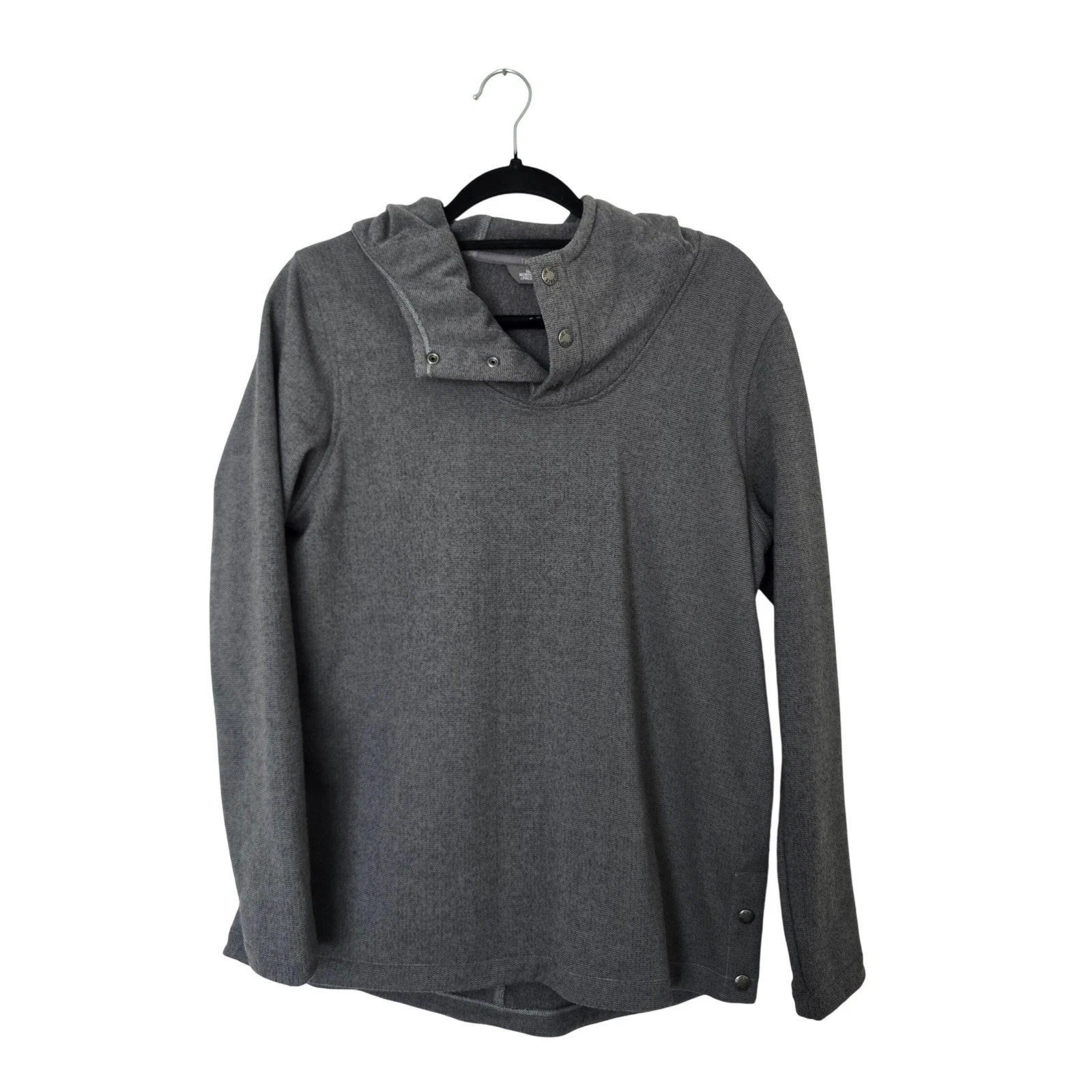 The North Face Fleece Hoodie Women Large Gray Snap Neck Pullover Textured