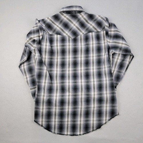 Wrangler Shirt Mens Medium Flannel Pearl Snap Long Sleeve Plaid Thick Cotton - Picture 5 of 11