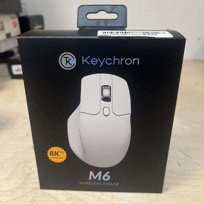 Keychron M6 8Khz Wireless Mouse, 2.4 GHz Bluetooth - White Open Box New