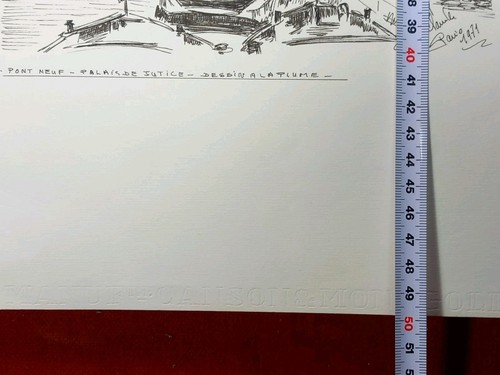 Drawing Feather Ink Claude Gate Paris Bridge New Palace of Justice 1971 - Picture 4 of 5