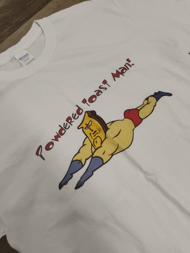 Vintage Powdered Toast Man Ren & Stimpy T Shirt White Medium Mens Gildan Y2K - Picture 2 of 5