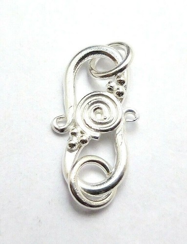 12 PCS 21X12MM SOLID COPPER BALI  S HOOK CLASP STERLING SILVER PLATED 638 DTH-23 - Picture 1 of 3