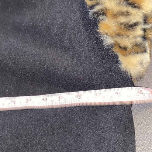 Women’s Cape Poncho Black Fleece Brown Leopard Animal Faux Fur Collar Cuffs - Picture 7 of 11