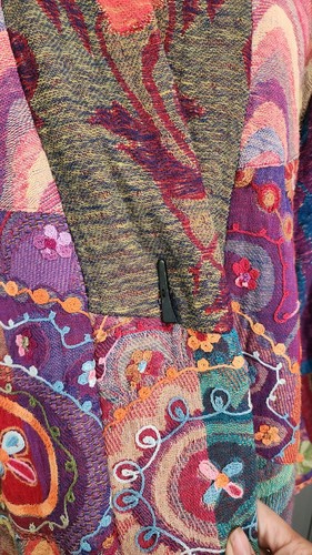 Soft Surroundings Kimono Jacket XL Art to Wear Op Art Embroidered Floral India - Picture 3 of 9