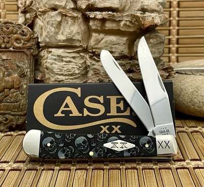 Case XX USA Smooth Gray Bone SKULL Blackout XX Trapper 1/500 Pocket Knife  