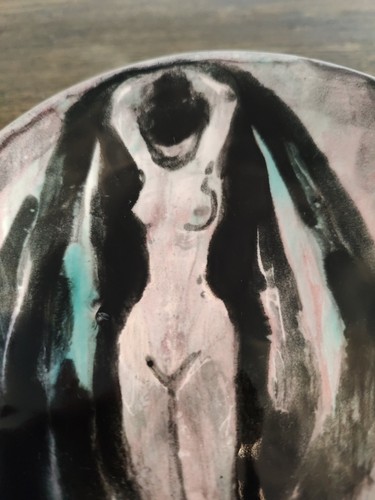 Assiette en céramique signée BÈLY "Femme Qui Danse" Peinture Abstraite Vintage.2 - Imagen 2 de 13