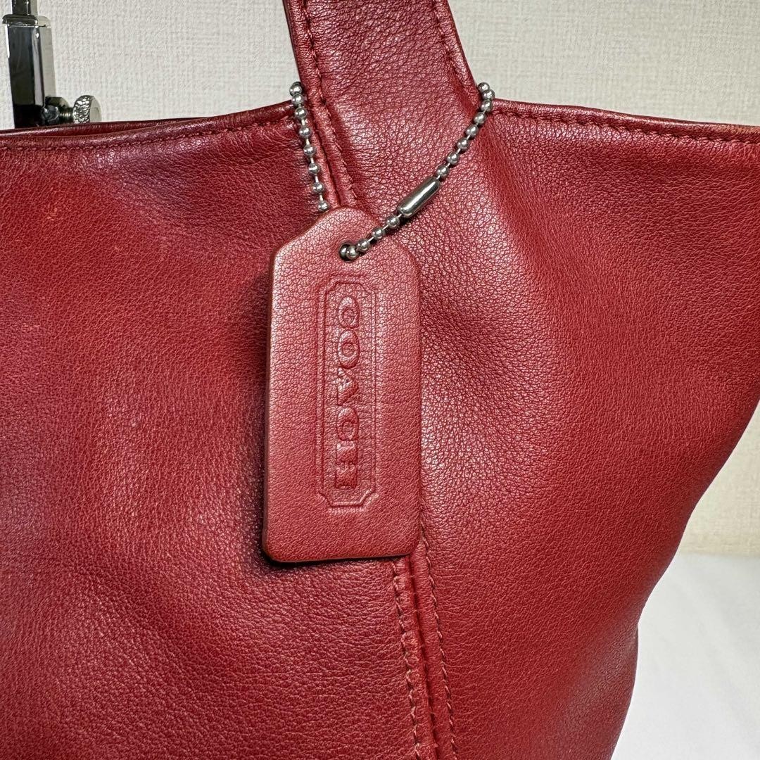 OLD COACH Leather Tote Bag Red Made in Italy - Gem