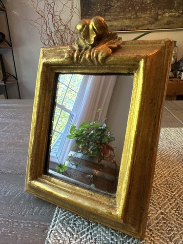 Antique Borghese Italian Gold Giltwood Wall Mirror, Small - Picture 1 of 7