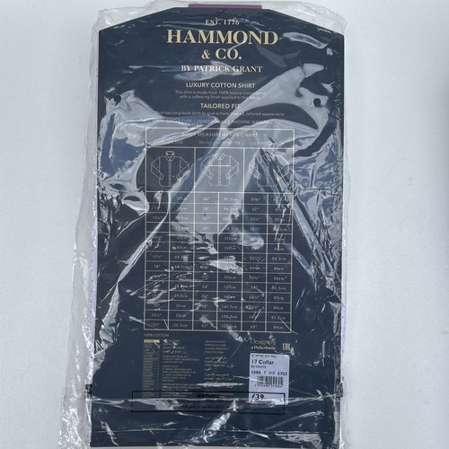 CAMISA HAMMOND & CO PARA HOMBRE CORTE A MEDIDA TEXTURIZADA BLANCA BLANCA NEGRA MANCHA 17” NUEVA. - Imagen 6 de 8