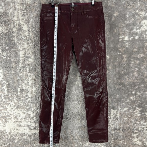 Level 99 Size 30/10 Stretch Casual Minimalist Jeans Maroon Button Zip - Picture 2 of 12