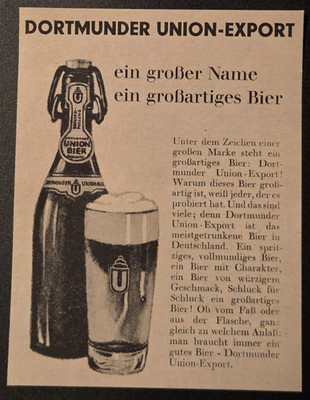 2. Dortmunder Union Export Bier Brauerei Werbeanzeige Reklame Werbung 1963