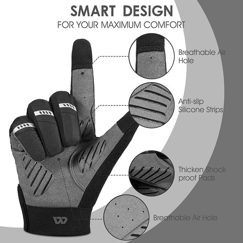 WEST BIKING Unisex Cycling Full Finger Gloves Bike Sports Touch Screen Gloves - Picture 6 of 61