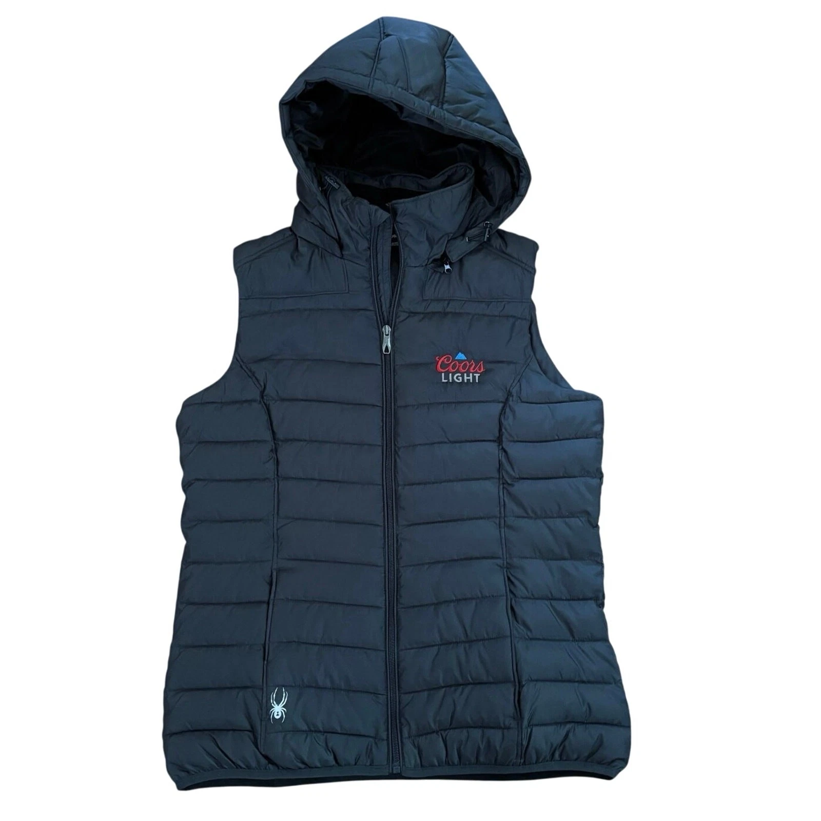 Gilet Spyder femme taille L Supreme Puffer gris polaire à capuche Coors Light 
