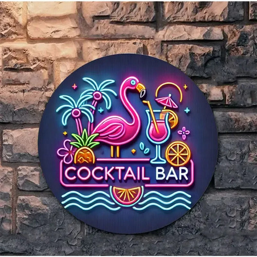 Bar Sign Plaque Metal Sign - Bar, Cocktails, Drinking, Clubbing - Neon Effect - Picture 35 of 43