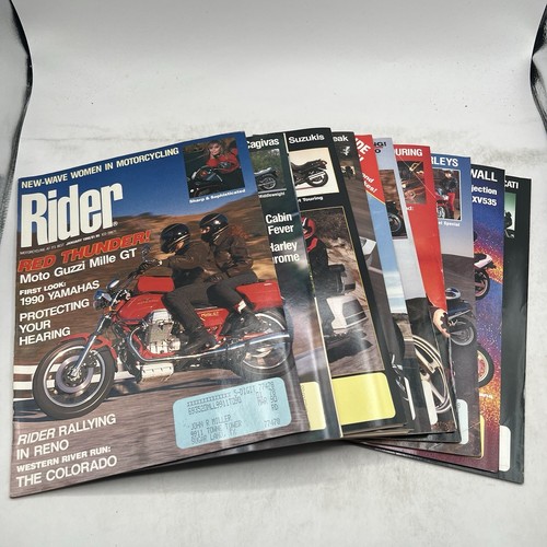 Rider Magazine 1990 Lot of 10 Issue Motorcycle Honda Harley BMW Kawasaki Yamaha
