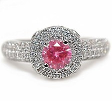 2CT Treated Pink Sapphire  White Topaz 925 Solid Sterling Silver Ring Sz 7