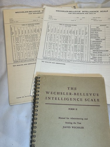 Wechsler Psychological Test 1940’s Bellevue Scale Form 2 IQ - Picture 17 of 20