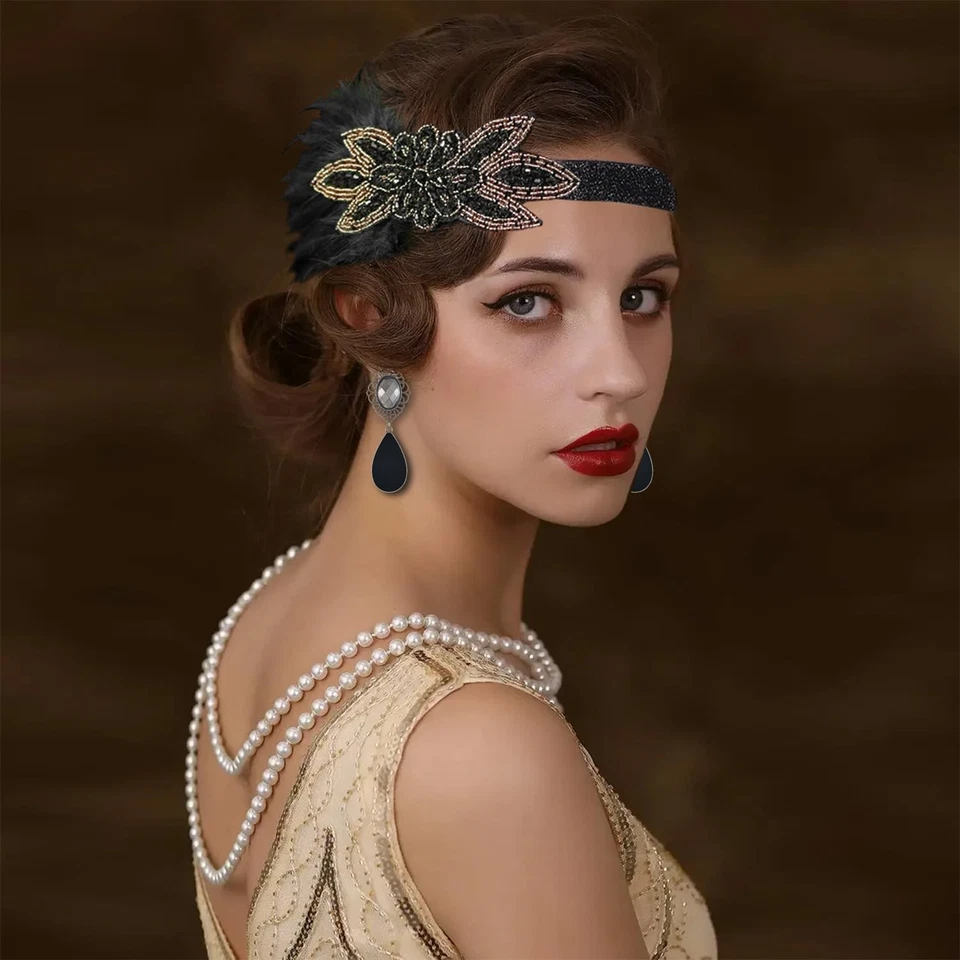 Juego de accesorios Flapper Gatsby años 20 para mujer rugiente disfraz temático años 20 Foto 3 de 4