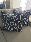 Set Of 2 20"×20" High End Blue Velvet Throw Pillows With Zippers