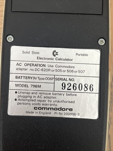 Calculatrice Commodore 796M dans sa boîte d’origine - Afbeelding 4 van 7