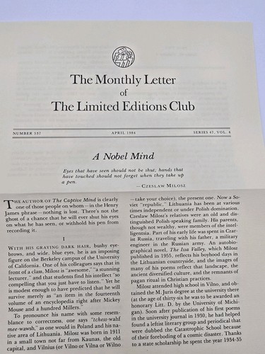 SIGNED & SLIPCASE~The Captive Mind by Czeslaw Milosz, Limited Edition 60/1500 - Picture 16 of 22