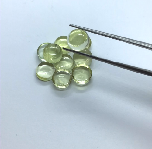 AAA Lemon Quartz Natural Loose Gemstone Round Flat Back For Making All Jewelry - Video 1 of 1
