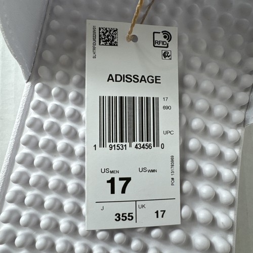 Sandali Adidas Adissage uomo US17 unisex bianco/nero slide massaggio nuovi senza scatola 9425 - Foto 6 di 14